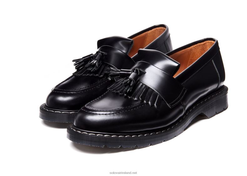 Women Solovair Black Hi-Shine Tassel Loafer 2N2B8391