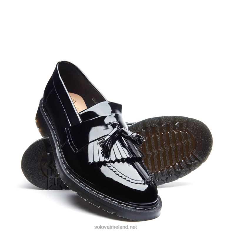 Women Solovair Black Patent Tassel Loafer 2N2B8403