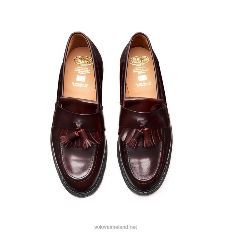Women Solovair Burgundy Rub-Off Tassel Loafer 2N2B8392