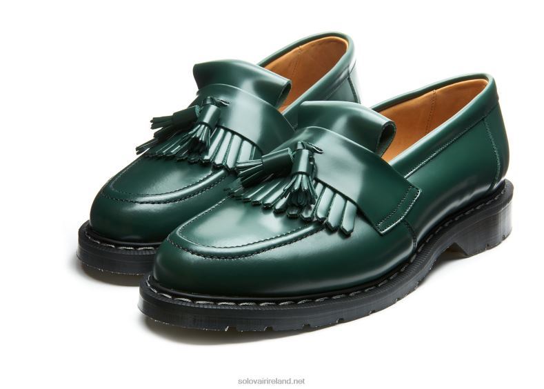 Women Solovair Green Hi-Shine Tassel Loafer 2N2B8397