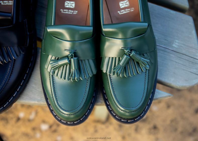 Women Solovair Green Hi-Shine Tassel Loafer 2N2B8397
