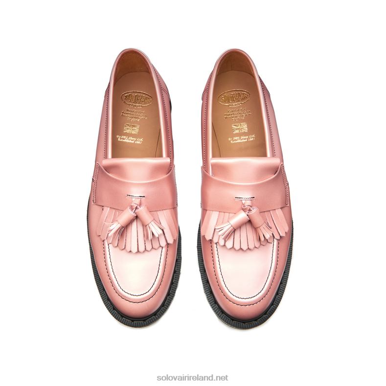 Women Solovair Iridescent Pink Hi-Shine Tassel Loafer 2N2B8401