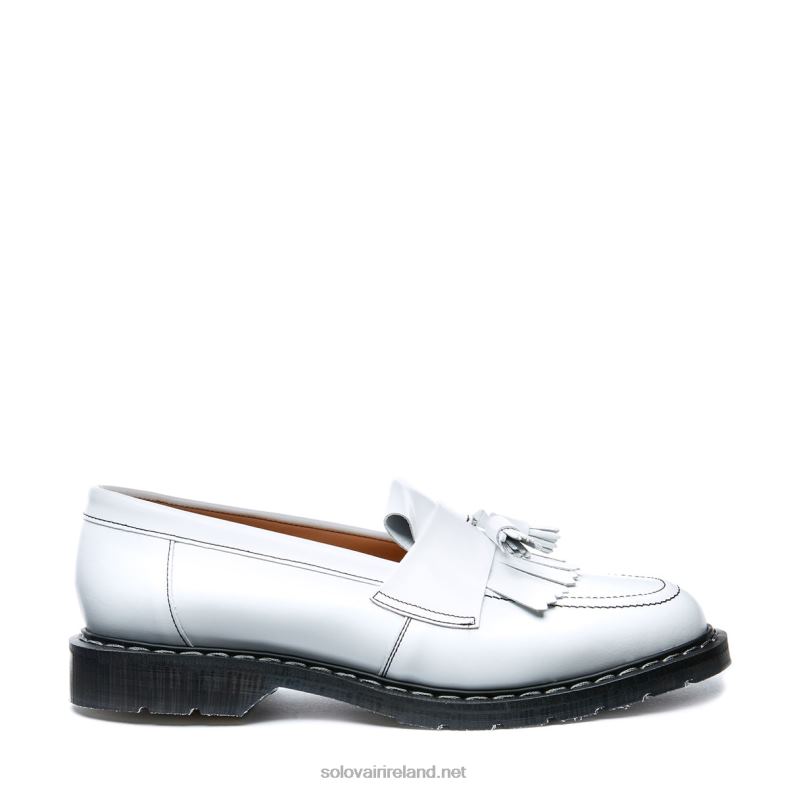 Women Solovair White Hi-Shine Tassel Loafer 2N2B8398