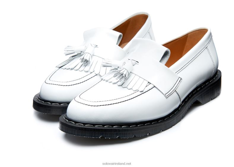 Women Solovair White Hi-Shine Tassel Loafer 2N2B8398