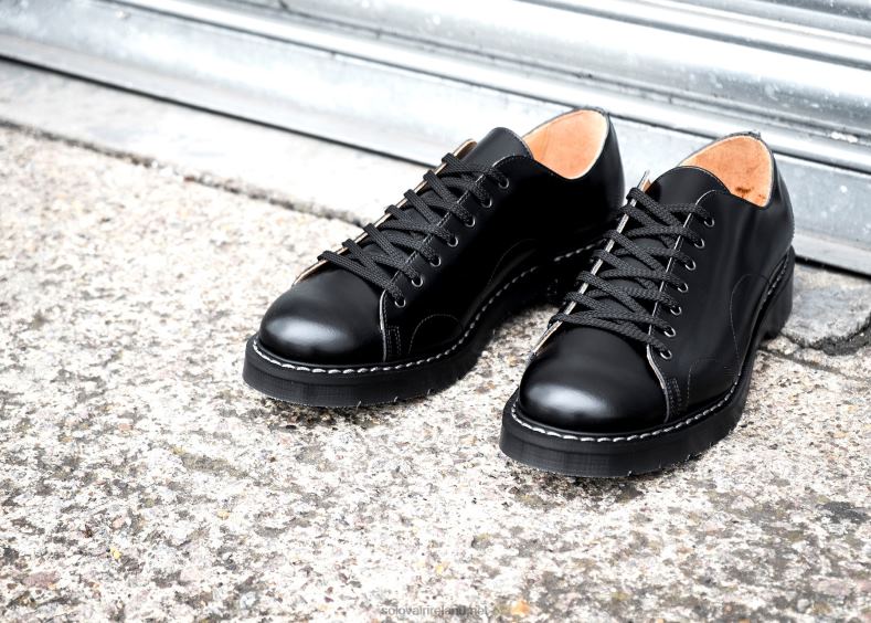 Women Solovair Black Hi-Shine Monkey Shoe 2N2B8408